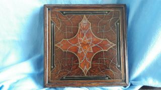Antique Early Victorian Wood And Metal Trivet Stand Inlayed Treen