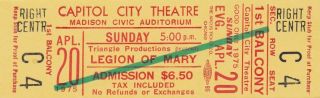 Grateful Dead Ticket 04 - 20 - 1975 Legion Of Mary Insanely Rare Garcia