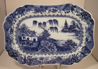 Chinese 18th Century 11 " Blue And White Platter A/f (as Seen)