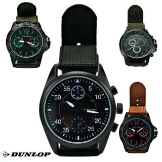 Dunlop Armbanduhr Herren Uhr Herrenuhr Mit Nylon Armband Schwarz Braun Khaki
