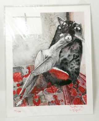 David Choe Signed Art Print Rare Limited Edition Watercolour Watercolor 2014 Red