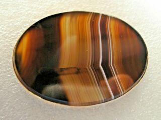 Stunning Large Antique Victorian 9ct Rose Gold Brooch With Banded Agate Stone