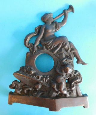 Heavy Bronzed Lady Liberty & Bell Cast Metal Clock Case Or Picture Frame 1880s