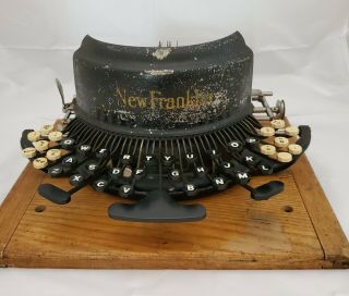 Rare Antique " Franklin " Curved Keyboard Typewriter With Lid