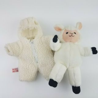 Vintage 1992 Mary Meyer 10 " Plush Lovey Lamb Sheep Wool Coat Removable Easter