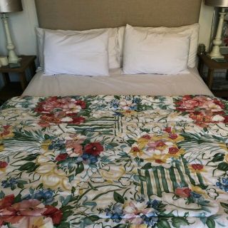 Vintage Dan River Queen Bedding Set Quilt Pillowcase Skirt Reversible Floral
