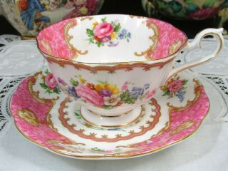 Royal Albert Lady Carlyle Pink Roses Fluted Avon Tea Cup And Saucer