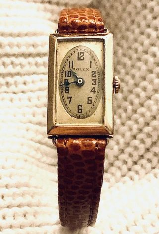 Rare 1929 Vintage Art Deco 9ct Gold Rolex Ladies Wristwatch With Rolex Buckle