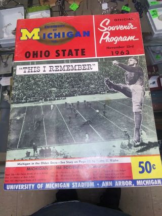 Michigan Versus Ohio State Souvenir Program 1963 Very Rare