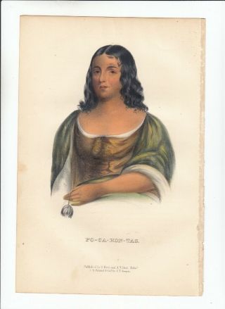 Rare 8vo Hand Colored Mckenney And Hall Portrait Print 1848: Po - Ca - Hon - Tas