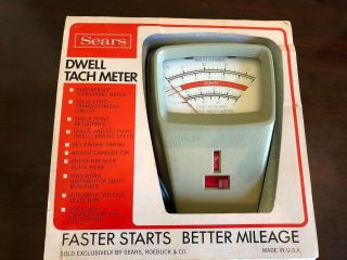 Vintage/antique Sears Dwell Tach Meter In Orig Box