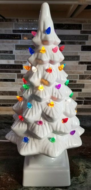 Rare Vintage 17 " White Ceramic Christmas Tree