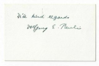 Wolfgang Pauli Signed Index Card 1954 / Nobel Prize Physics Autographed Rare