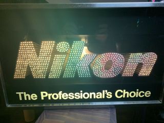 Nikon Dealer Advertising Vintage Fiber Optic Window Sign 1970s Great shape RARE 6