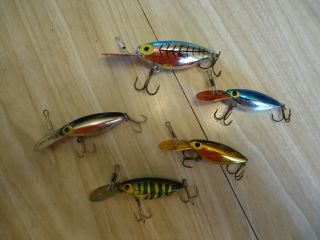 5 Vintage Storm Thin Fin Hot N Tot Crankbaits - 2 3/4 Inch & 1 3 3/4 Inch