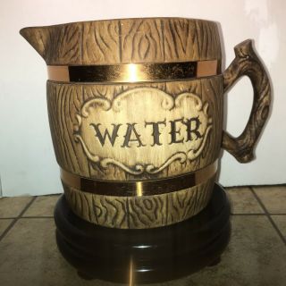Rare Vintage Treasure Craft Barrel Style Water Serving Pitcher 1957 Usa