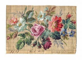 Antique Berlin Woolwork Hand Painted Chart Pattern Charles Lehmann Berl