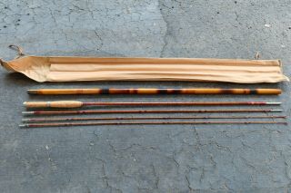F.  E.  Thomas Special Bamboo Fly Rod 9’ 3 Piece Vintage Very Rare Tip Storage Case