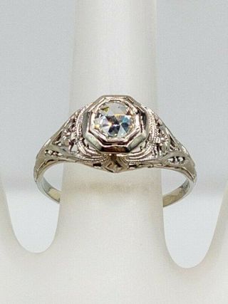 Antique 1920s $3000 Vs F.  50ct Old Cut Diamond 18k White Gold Filigree Ring Rare