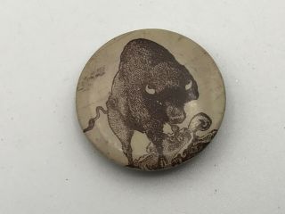 Older Vintage American Bison Buffalo 7/8 " Pin Pinback Button Antique P3