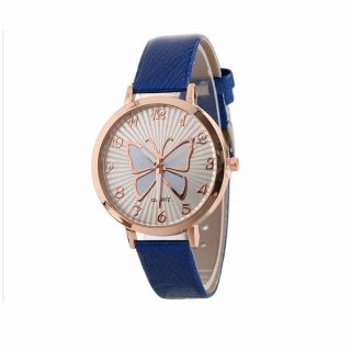Classy Rose Gold Butterfly Watch Blue Love Time Uv Present Gift Uk