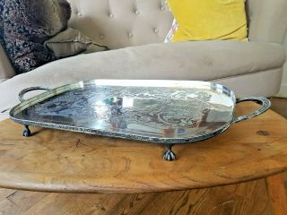 Vintage Viners Sheffield Chased Footed Silver Plate Serving Dish