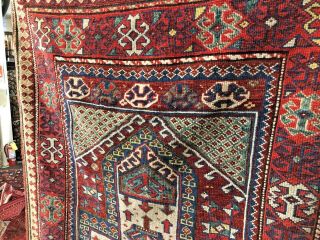 Auth: Antique Caucasian Rug Armenian Fakhralo Kazak RARE Double Prayer 3x6 NR 4