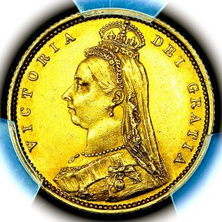 Rare 1887 Victoria Great Britain London Gold Half 1/2 Sovereign Pcgs Ms61
