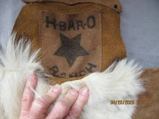 RARE 1930 ' s H Bar O Ranch Mini Pony Saddle Blanket Leather & Fur 2