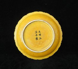 Fine Old Chinese Dragon Yellow Glaze Porcelain Plate Marked 