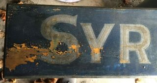 Rare Syracuse Plows Vintage Painted Wooden Sign 1879 - 1911 John Deere farm store 4
