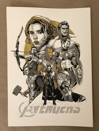 Tyler Stout Avengers Gold Variant Handbill Print Rare 2016 Limited