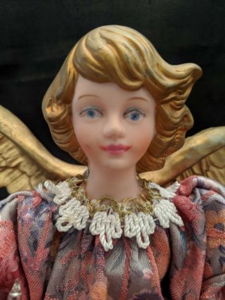Rare Electric Wings & Hands Moving Vintage Angel Christmas Tree Topper Lighted