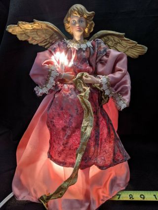 Rare Electric Wings & Hands Moving Vintage Angel Christmas Tree Topper Lighted 2