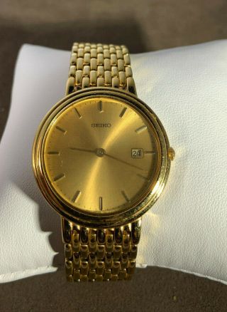 Seiko Gold tone Calender Watch with weave band 3