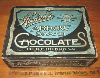 Rare Hickok Arrow Brand Chocolates Candy Co Cardboard Candy Box Sidney Ohio