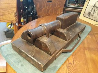 Signal Cannon,  Black Powder Cannon,  Mid 1800,  Mounted On Oak,  Rare
