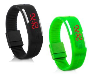 2x Digital Silikon Led Armband Uhr Armbanduhr Watch Herren Damen Kinder Sport Gs