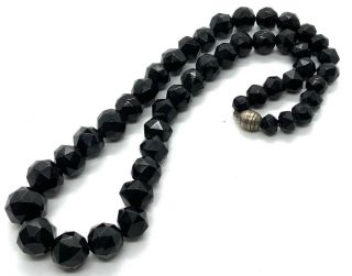 Antique Victorian Faceted Whitby Jet Necklace 89