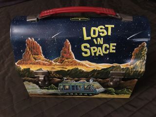 1967 Lost In Space Metal Lunchbox Near W/ Thermos Rare