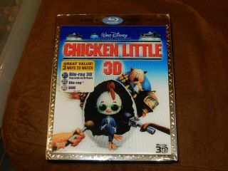 " Chicken Little " 3d/2d Blu - Ray 3 - Disc Disney W/lenticular Slipcover Rare