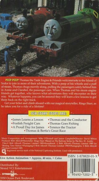 Rare Vintage Thomas Train Tank Engine James Learns A Lesson Ringo Starr VHS 2
