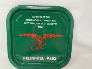 Vintage Felinfoel Ales Metal Beer Serving Tray Rare 1976 Bar Tavern Man Cave