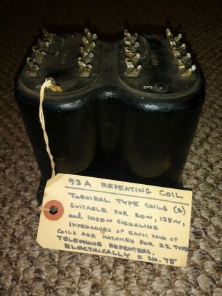 Rare Find Western Electric 93a Rep Coil Transformer Ind Out Rel Tel