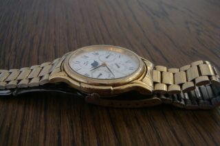Rotary Moonphase vintage watch.  White dial.  Gold plated.  Gents / unisex. 3