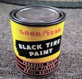 Rare 1940s - 50s Goodyear " Black Tire " Paint 16 Oz Can.  L@@k