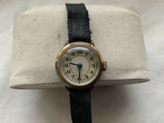 Vintage Gold Plated Ladies Wristwatch With Enamel Dial