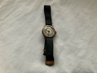 VINTAGE GOLD PLATED LADIES WRISTWATCH WITH ENAMEL DIAL 2