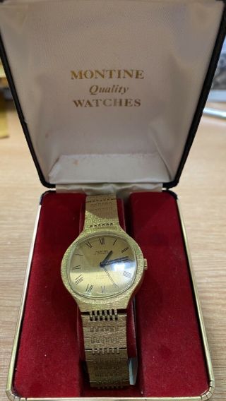 Gents Vintage Gold Plated Montine Watch 17 Jewels Spares / Repairs Boxed