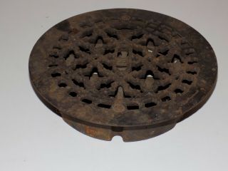Vintage Round Cast Iron Floor Vent Grate Louvers